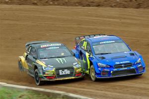 Travis Pastrana's Subaru WRX STi and Robin Larsson's Audi S1