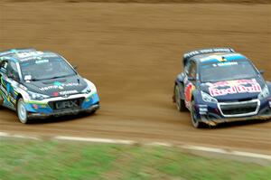 Timmy Hansen's Peugeot 208 and Steve Arpin's Hyundai i20