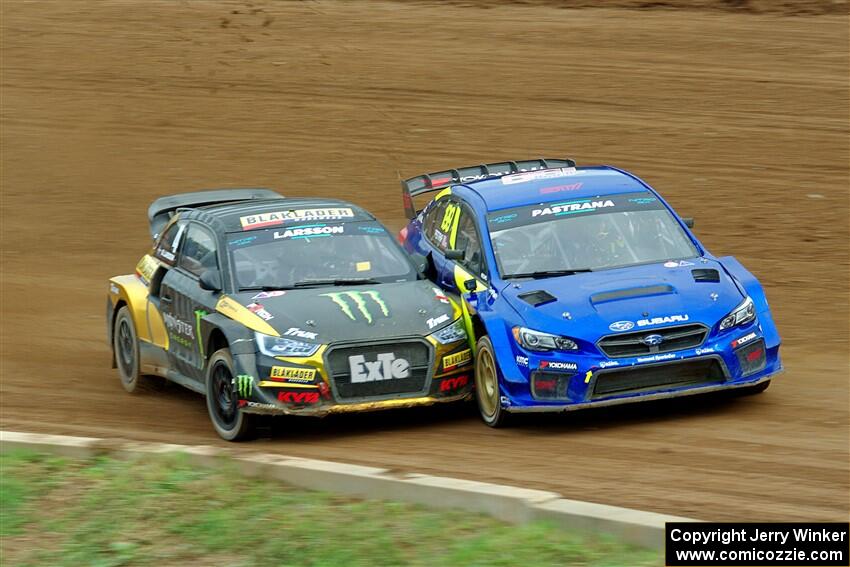 Travis Pastrana's Subaru WRX STi and Robin Larsson's Audi S1