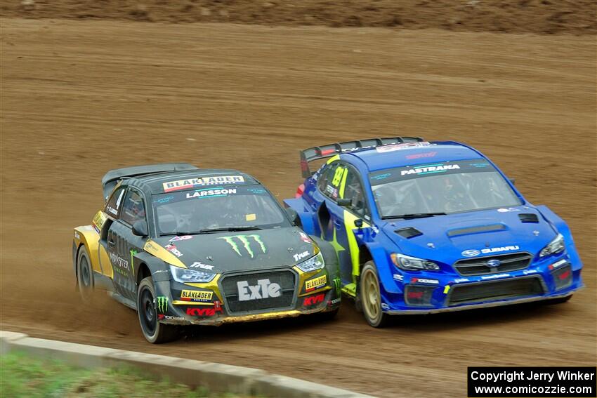 Travis Pastrana's Subaru WRX STi and Robin Larsson's Audi S1