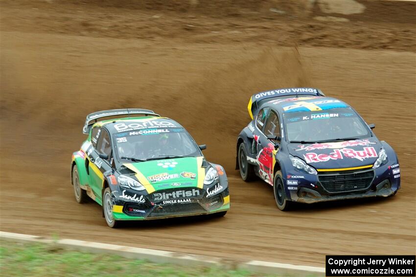 Kevin Hansen's Peugeot 208 and Fraser McConnell's Ford Fiesta ST