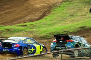 Scott Speed's Subaru WRX STi and Steve Arpin's Hyundai i20