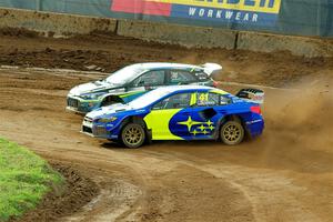 Scott Speed's Subaru WRX STi and Steve Arpin's Hyundai i20