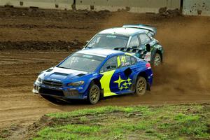 Scott Speed's Subaru WRX STi and Steve Arpin's Hyundai i20