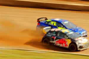 Kevin Hansen's Peugeot 208 and Travis Pastrana's Subaru WRX STi