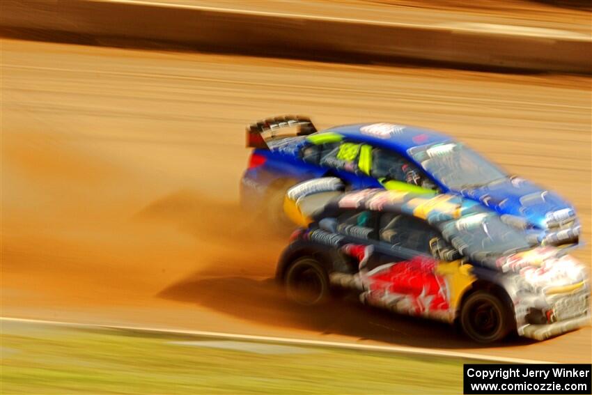 Kevin Hansen's Peugeot 208 and Travis Pastrana's Subaru WRX STi