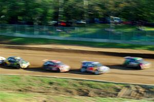 Oliver Bennett's MINI Cooper, Oliver Eriksson's Ford Fiesta RS, Cabot Bigham's Audi S1 and Robin Larsson's Audi S1