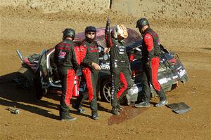 Cabot Bigham crawls from his Audi S1 and is okay.