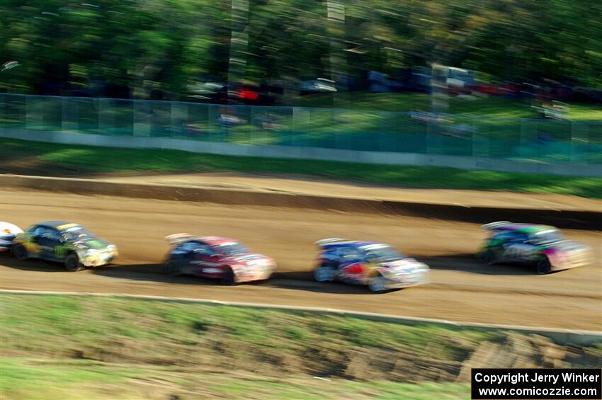 Oliver Bennett's MINI Cooper, Oliver Eriksson's Ford Fiesta RS, Cabot Bigham's Audi S1 and Robin Larsson's Audi S1