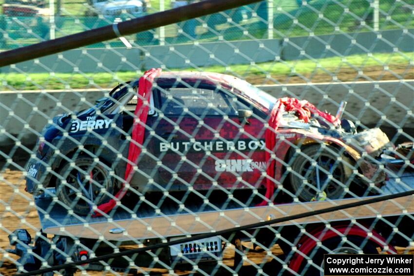 Cabot Bigham's Audi S1 goes away on the flatbed.