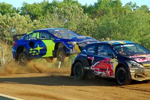 Kevin Hansen's Peugeot 208 and Travis Pastrana's Subaru WRX STi