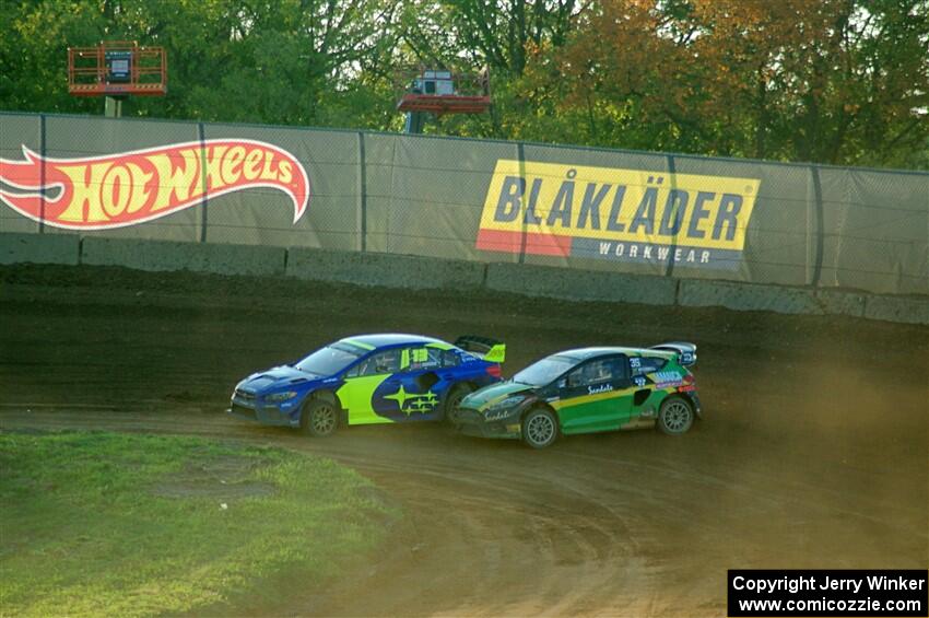 Andreas Bakkerud's Subaru WRX STi and Fraser McConnell's Ford Fiesta ST