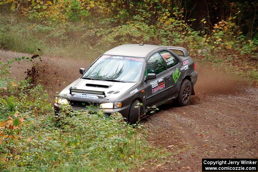 Jordan Locher / Tom Addison Subaru Impreza 2.5RS loops it on SS3, Bob Lake S-N I.