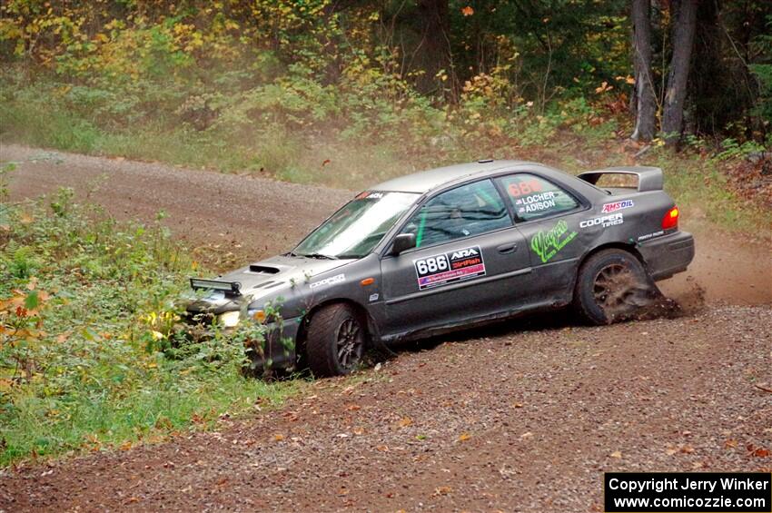 Jordan Locher / Tom Addison Subaru Impreza 2.5RS loops it on SS3, Bob Lake S-N I.