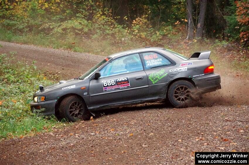 Jordan Locher / Tom Addison Subaru Impreza 2.5RS loops it on SS3, Bob Lake S-N I.