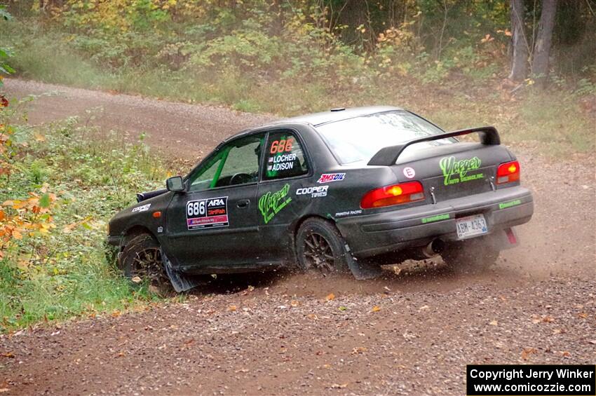 Jordan Locher / Tom Addison Subaru Impreza 2.5RS loops it on SS3, Bob Lake S-N I.