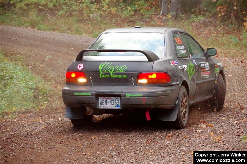 Jordan Locher / Tom Addison Subaru Impreza 2.5RS loops it on SS3, Bob Lake S-N I.