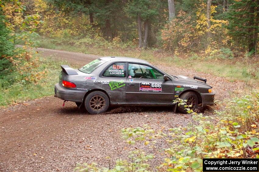 Jordan Locher / Tom Addison Subaru Impreza 2.5RS loops it on SS3, Bob Lake S-N I.