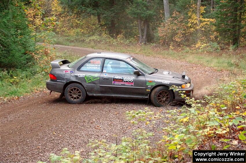 Jordan Locher / Tom Addison Subaru Impreza 2.5RS loops it on SS3, Bob Lake S-N I.