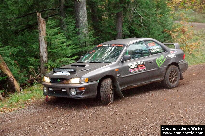 Jordan Locher / Tom Addison Subaru Impreza 2.5RS loops it on SS3, Bob Lake S-N I.