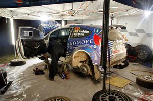 Paul Rowley / Darragh Mullen Ford Fiesta R5 at Sidnaw service after day one.