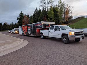 John Sharps / Paul Hubers Honda Civic Chris Sladek / Gabriel Nieves Honda Passport pull into service in L'Anse on day two.