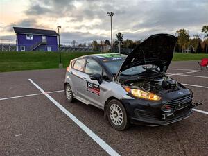 Paul Dickinson / Alison LaRoza Ford Fiesta at service in L'Anse on day two of the event.