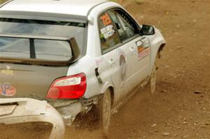 Dylan Murcott / Boyd Smith Subaru WRX STi limps through SS9, Silver-Arvon I, with a flat tire.