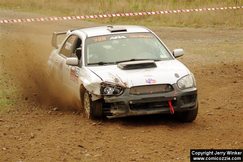 Dylan Murcott / Boyd Smith Subaru WRX STi limps through SS9, Silver-Arvon I, with a flat tire.