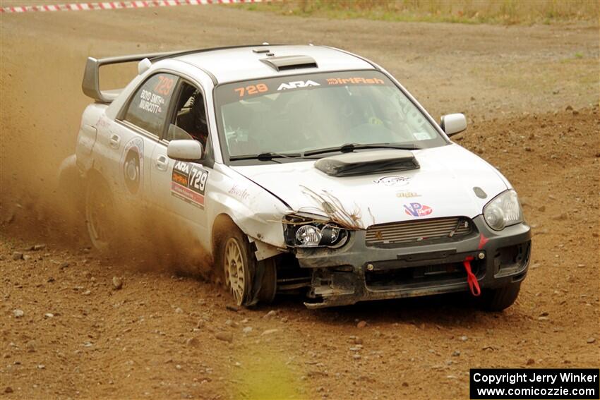 Dylan Murcott / Boyd Smith Subaru WRX STi limps through SS9, Silver-Arvon I, with a flat tire.