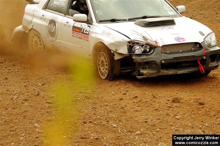 Dylan Murcott / Boyd Smith Subaru WRX STi limps through SS9, Silver-Arvon I, with a flat tire.