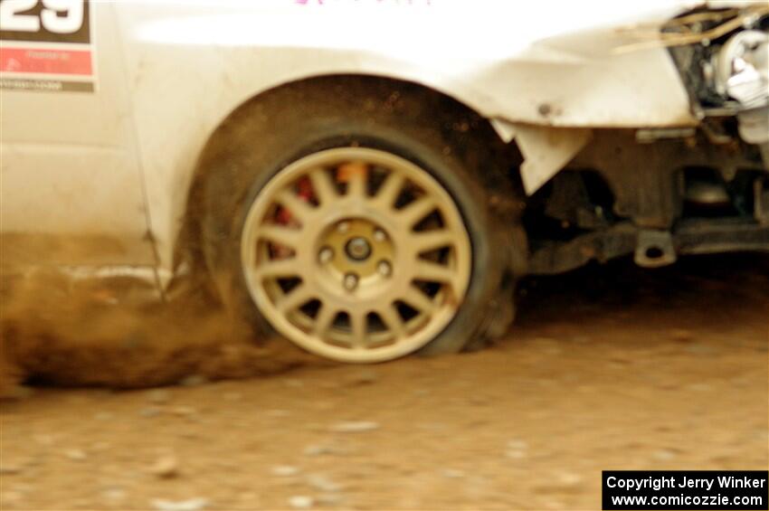 Dylan Murcott / Boyd Smith Subaru WRX STi limps through SS9, Silver-Arvon I, with a flat tire.