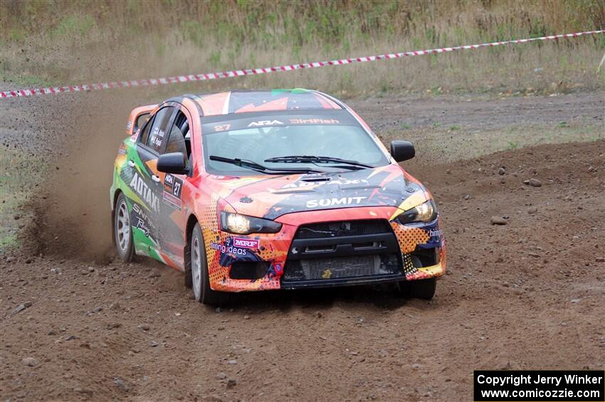 Sumit Panjabi / Alix Hakala Mitsubishi Lancer Evo X on SS9, Silver-Arvon I.