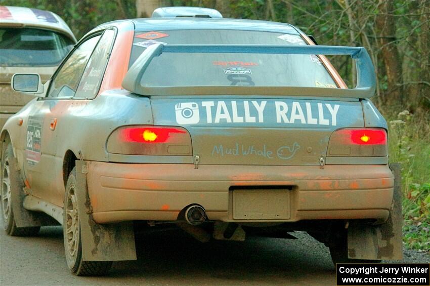 Tyler Matalas / Izaak Degenaer Subaru Impreza LX prior to the start of SS14, Mount Marquette.