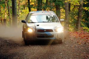 Andrew Dustman / Michael Claiborne Subaru WRX on SS14, Mount Marquette.