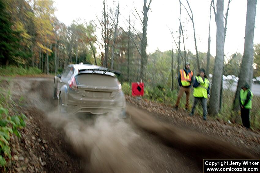 Paul Rowley / Darragh Mullen Ford Fiesta R5 leaves the start of SS15, Marquette Mountain.