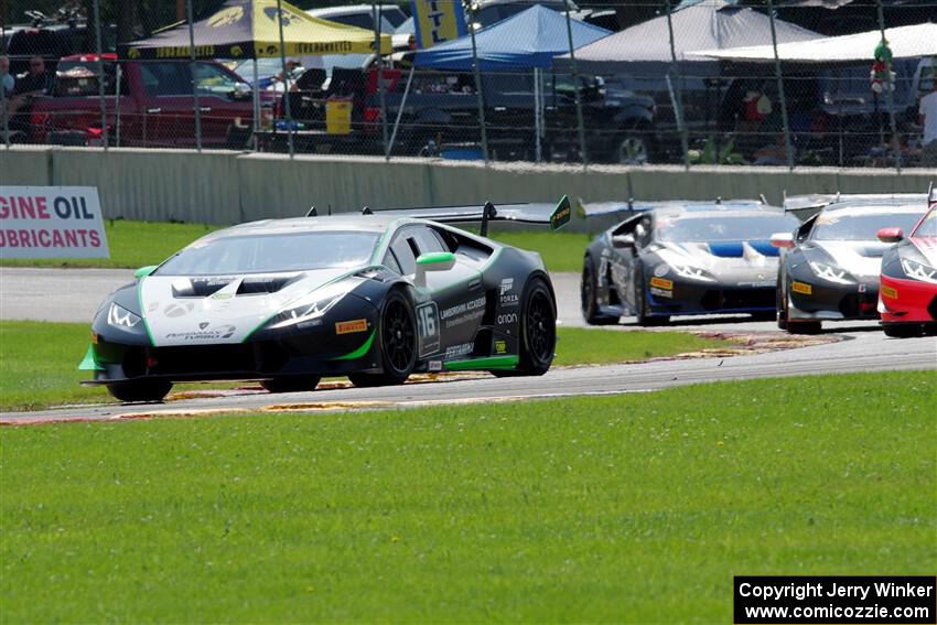 Richard Antinucci's Lamborghini Huracán LP 620-2 Super Trofeo leads the field.