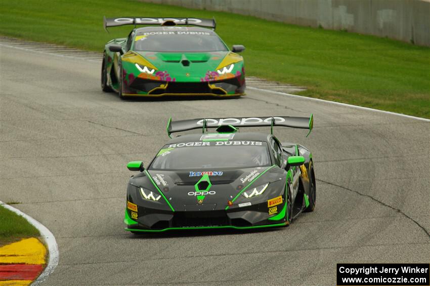 Victor Gomez IV's and Leo Lamelas' Lamborghini Huracán LP 620-2 Super Trofeo EVOs