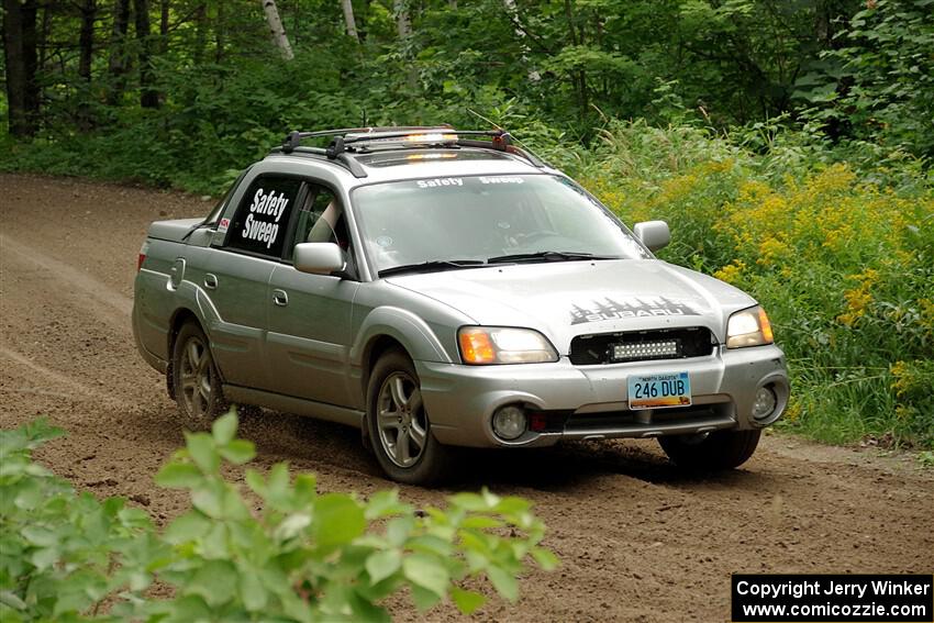 A Subaru Baja sweeps SS1, Crossroads I.