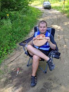 Grilled pizza while awaiting the start of SS5, Crossroads II.