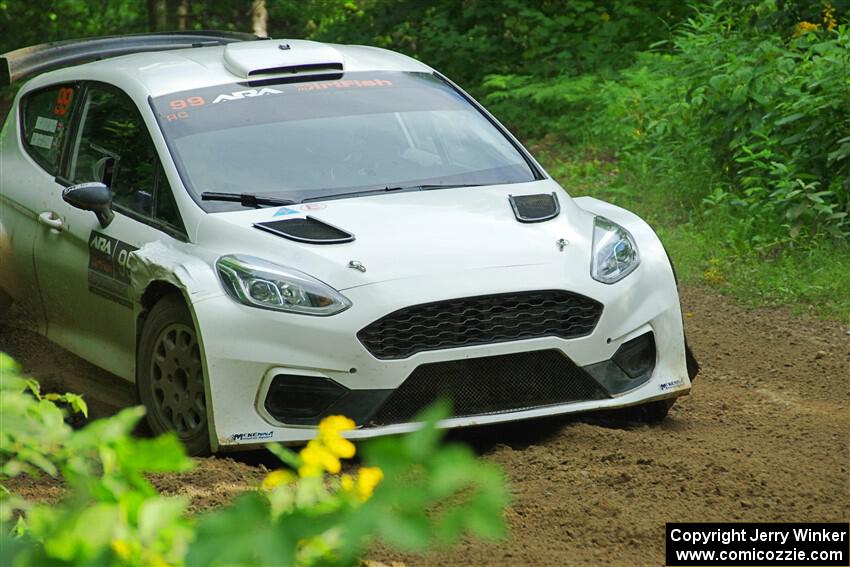 Allen Dobasu / Patrick Walsh Ford Fiesta shreds a left-front tire on SS5, Crossroads II.