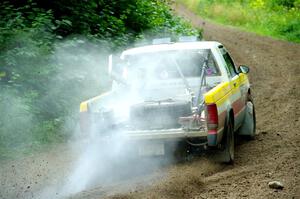 Scott Parrott / Keegan Helwig Chevy S-10 smoking heavily on SS5, Crossroads II.