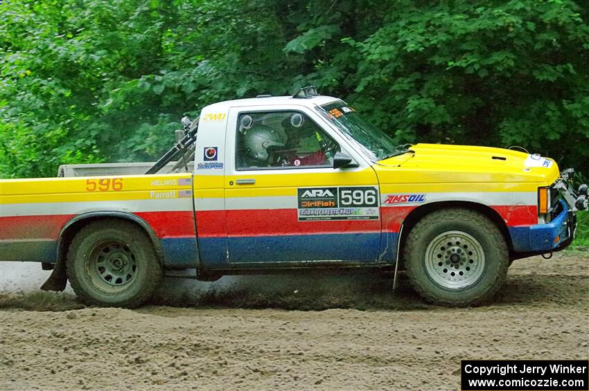 Scott Parrott / Keegan Helwig Chevy S-10 smoking heavily on SS5, Crossroads II.