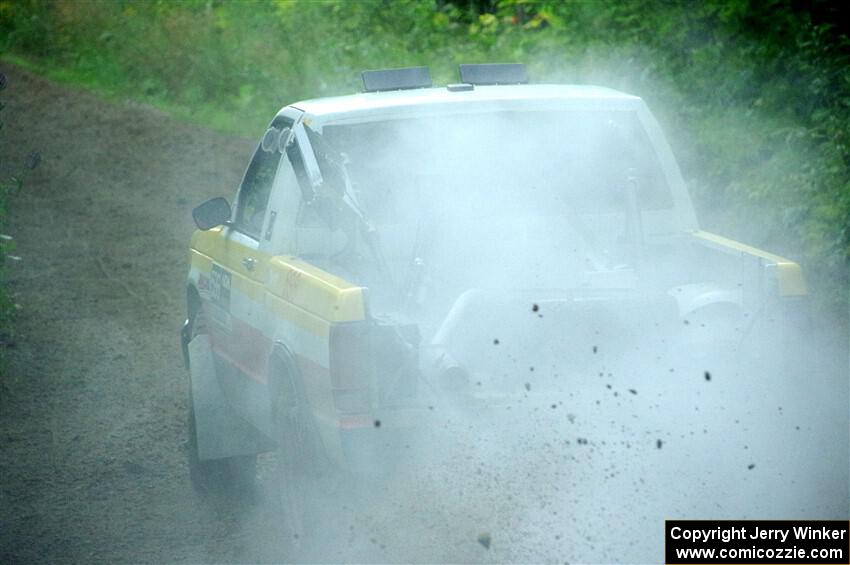 Scott Parrott / Keegan Helwig Chevy S-10 smoking heavily on SS5, Crossroads II.