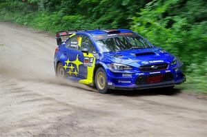 Travis Pastrana / Rhianon Gelsomino Subaru WRX STi on SS9, Height o' Land I.