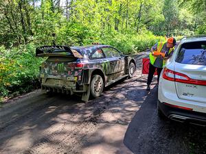 Ken Block / Alex Gelsomino Hyundai i20 WRC at the start of SS11, Anchor Hill NB.