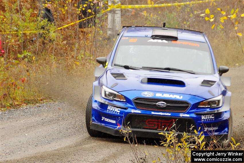 Travis Pastrana / Rhianon Gelsomino Subaru WRX STi on SS1, Passmore North I.