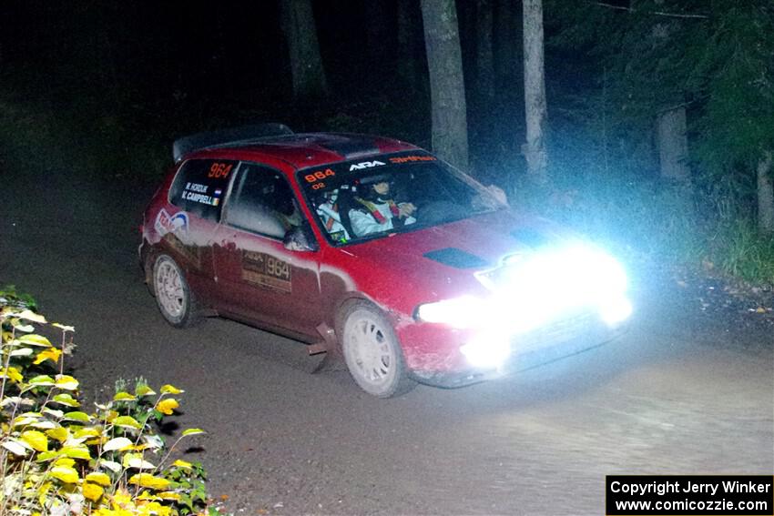 Vivian Campbell / Michael Hordijk Honda Civic on SS7, Bob Lake II.