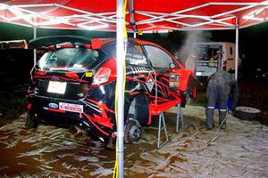 Dave Wallingford / Leanne Junnila Ford Fiesta R5 at service in Sidnaw after day one.