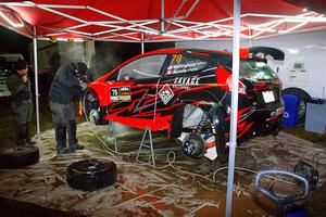 Dave Wallingford / Leanne Junnila Ford Fiesta R5 at service in Sidnaw after day one.